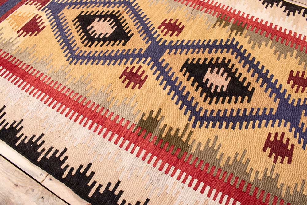 10745 Vintage Turkish Obruk Kilim Runner Rug 105x259cm (3.5 x 8.6ft)