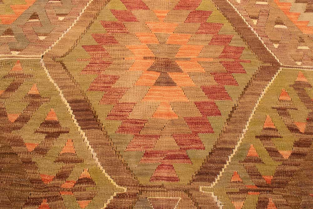 10746 Vintage Turkish Salihli Kilim Runner Rug 89x352cm (2.11 x 11.6ft)