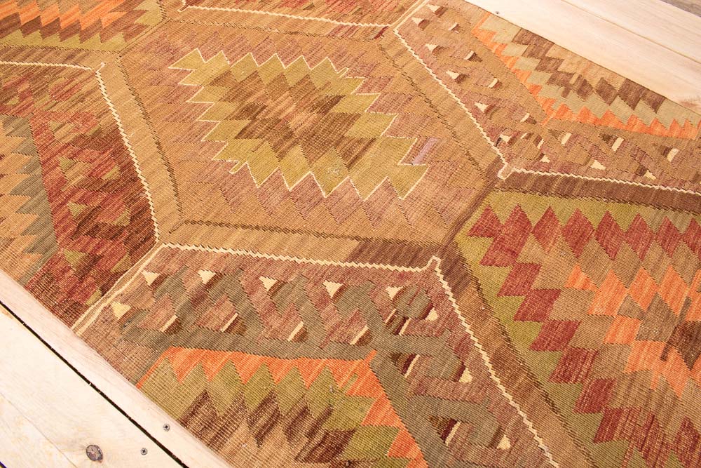 10746 Vintage Turkish Salihli Kilim Runner Rug 89x352cm (2.11 x 11.6ft)