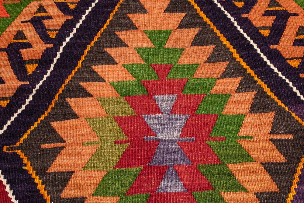 10747 Vintage Turkish Salihli Kilim Runner Rug 89x352cm (2.11 x 11.6ft)