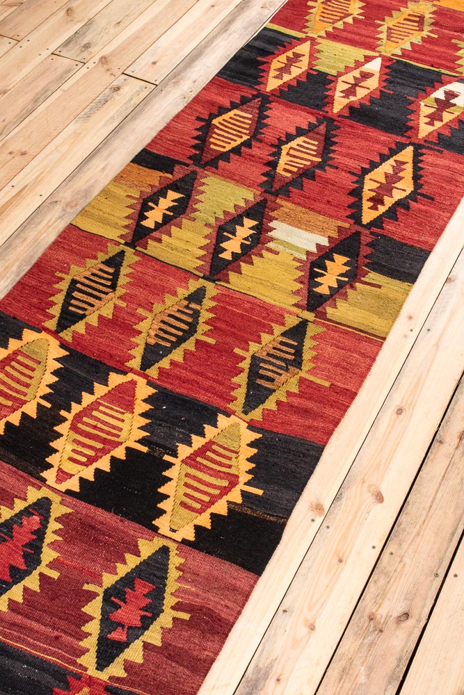 10748 Vintage Turkish Konya Kilim Runner Rug 91x352cm (3 x 11.6ft)