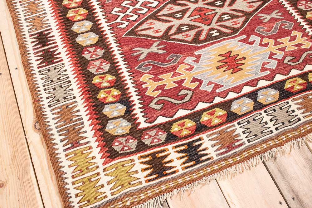 10756 Vintage Turkish Adana Kilim Rug 110x170cm (3.7 x 5.6ft)