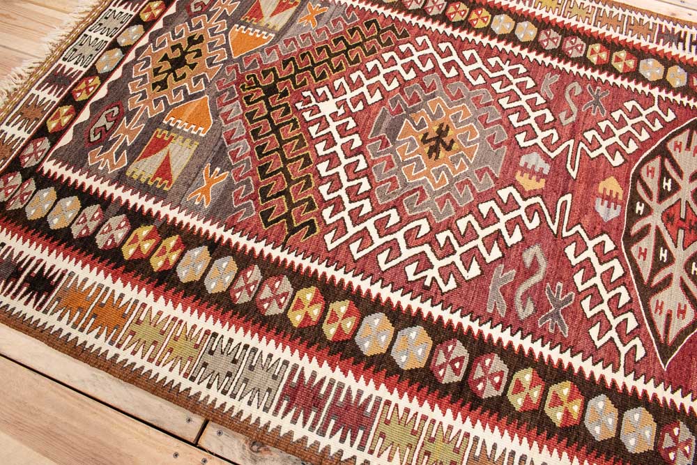 10756 Vintage Turkish Adana Kilim Rug 110x170cm (3.7 x 5.6ft)