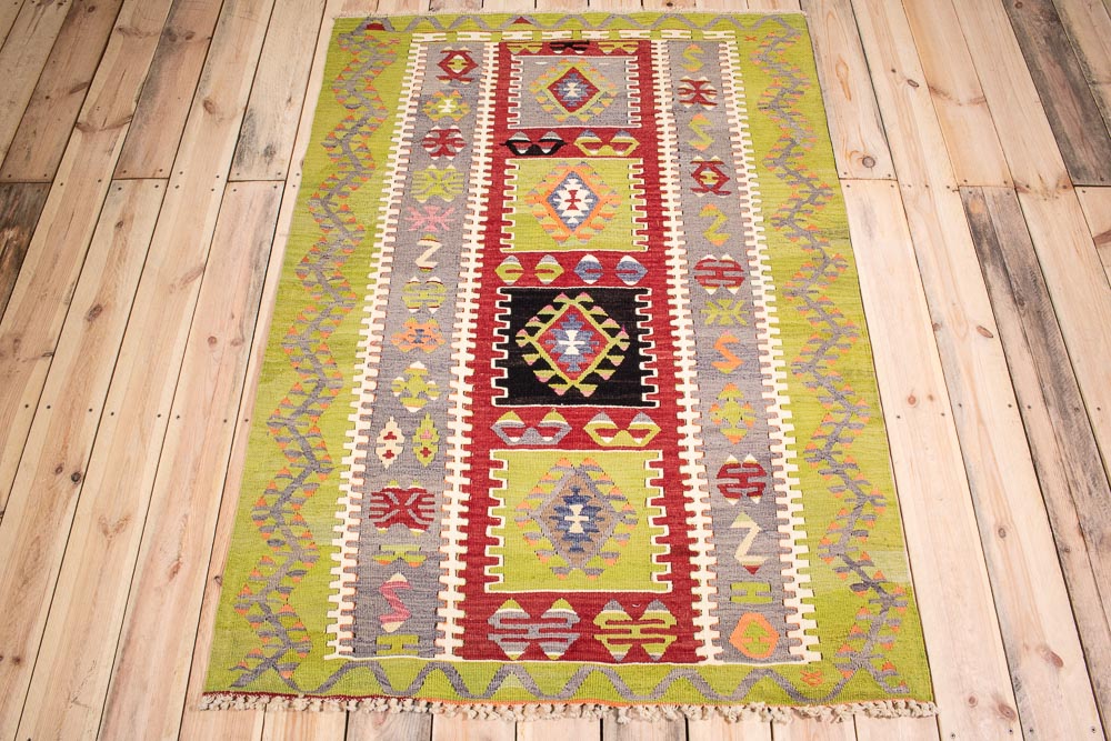 10757 Vintage Turkish Esme Kilim Rug 115x165cm (3.9 x 5.5ft)