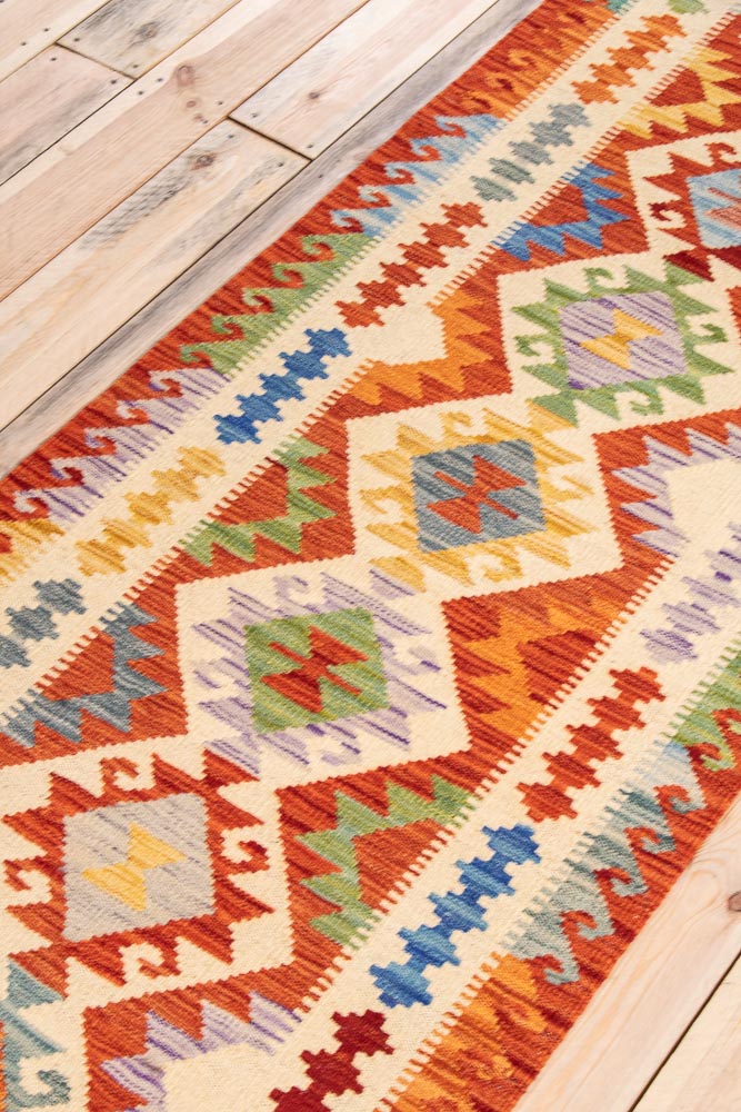 10819 Afghan Vegetable Dyed Kilim Runner Rug 79x247cm (2.7 x 8.1ft)