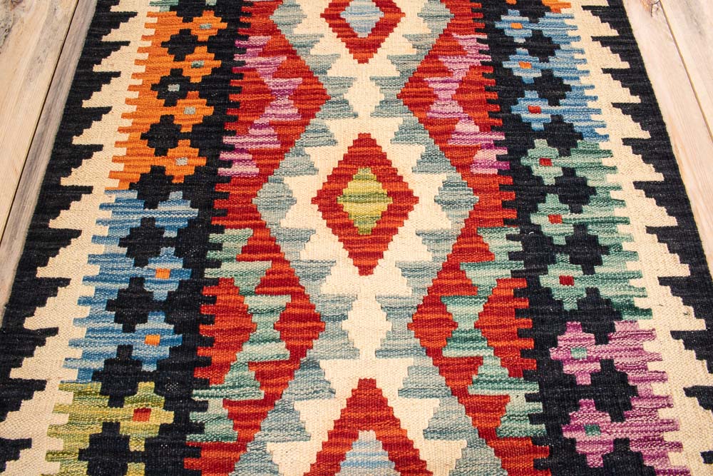 10822 Afghan Vegetable Dyed Kilim Runner Rug 82x247cm (2.8 x 8.1ft)