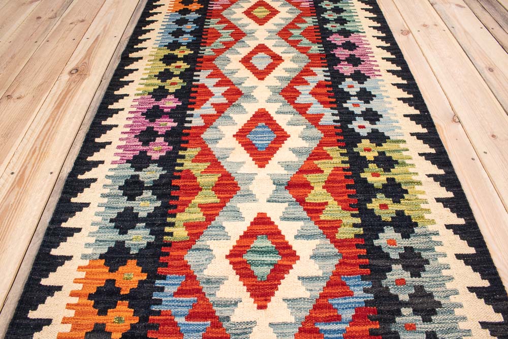 10822 Afghan Vegetable Dyed Kilim Runner Rug 82x247cm (2.8 x 8.1ft)