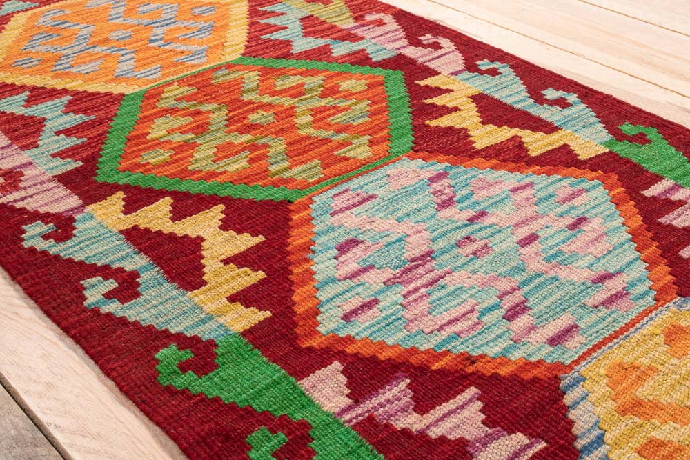 10835 Afghan Vegetable Dyed Kilim Runner Rug 55x146cm (1.9 x 4.9ft)