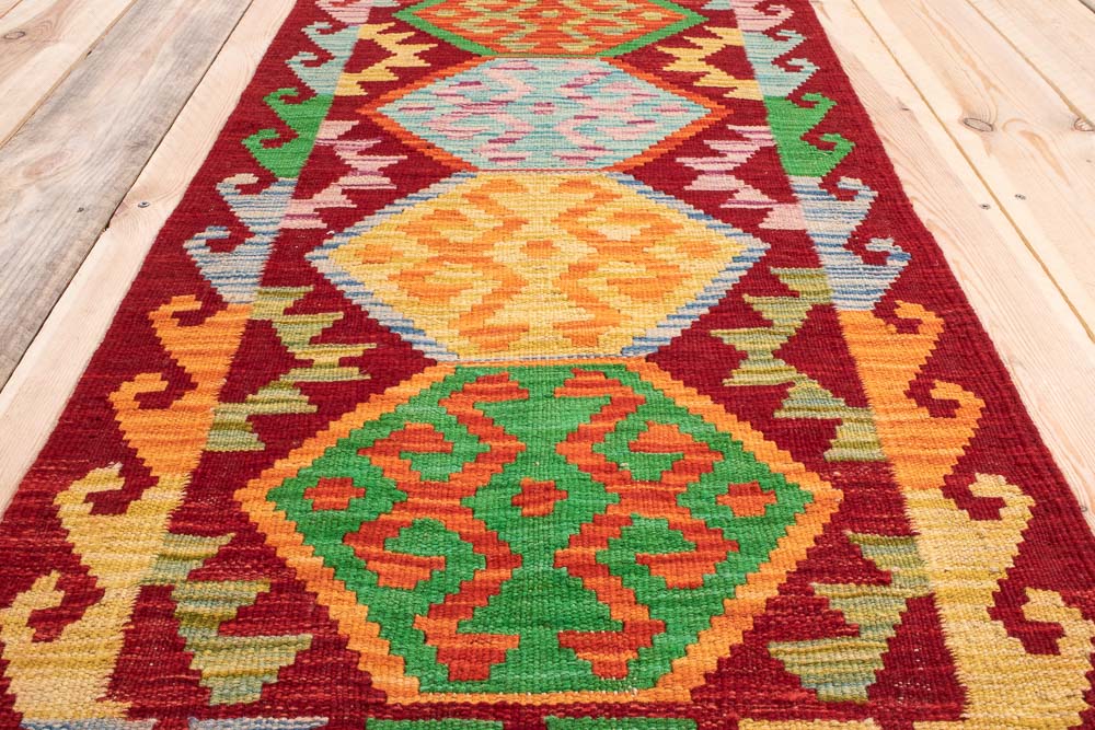 10835 Afghan Vegetable Dyed Kilim Runner Rug 55x146cm (1.9 x 4.9ft)