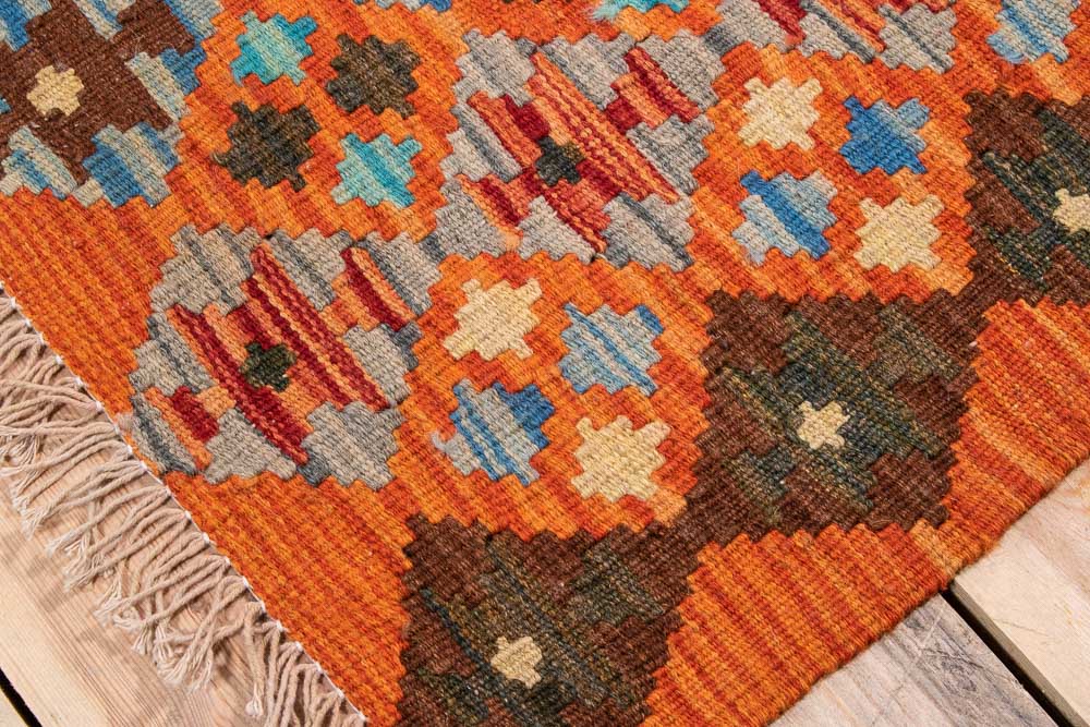 10859 Mini Afghan Vegetable Dyed Kilim Rug 52x52cm (1.8 x 1.8ft)