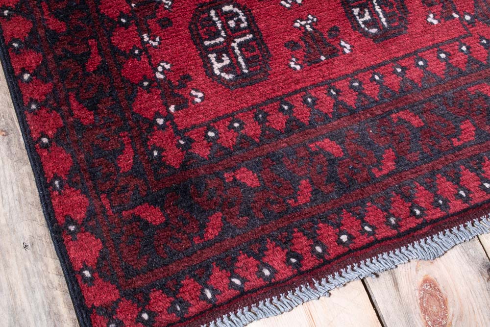 10913 Afghan Red Aq Chah Runner Rug 64x242cm (2.1 x 7.11ft)