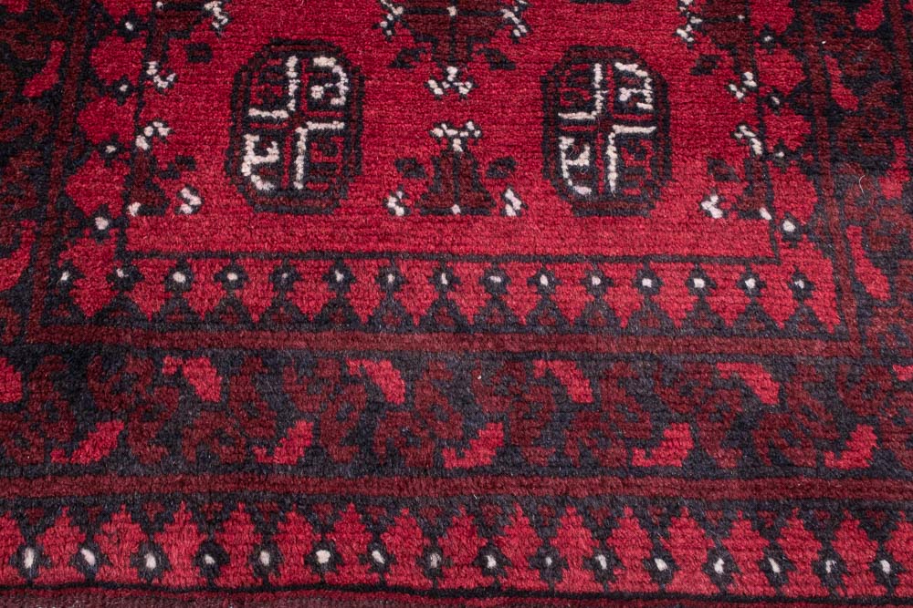 10913 Afghan Red Aq Chah Runner Rug 64x242cm (2.1 x 7.11ft)