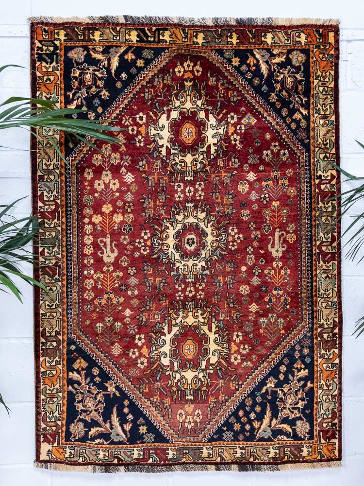 10956 Tribal Persian Qashqai Rug 114x162cm - With Floral