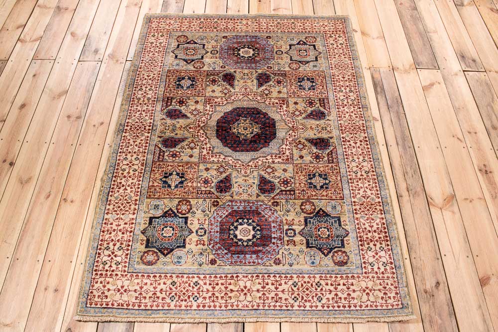 11001 Fine Afghan Mamluk Rug 125x183cm (4.1 x 6ft)