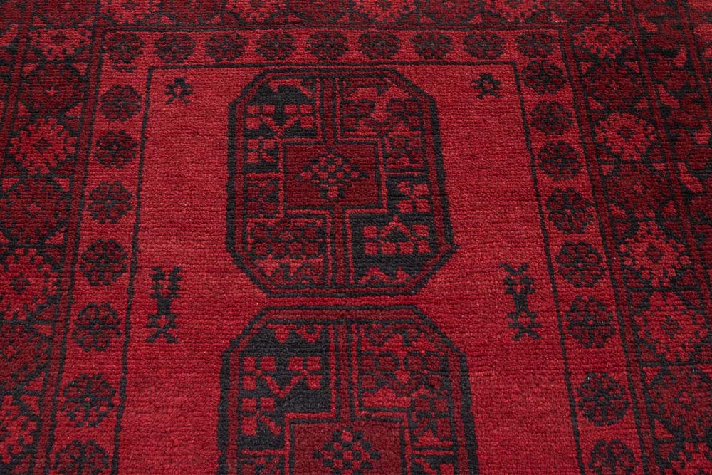 11026 Afghan Red Aq Chah Rug 101x141cm (3.3½ x 4.7½ft)
