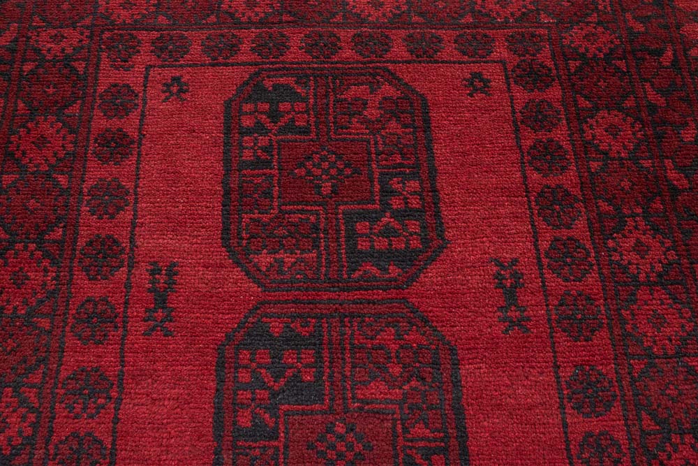 11026 Afghan Red Aq Chah Rug 101x141cm (3.3 x 4.7ft)