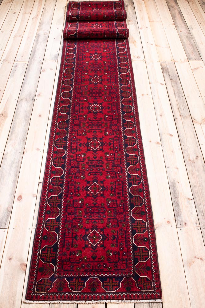 11032 Fine Afghan Khal Mohammedi Runner Rug 65x590cm (2.1 x 19.4ft)