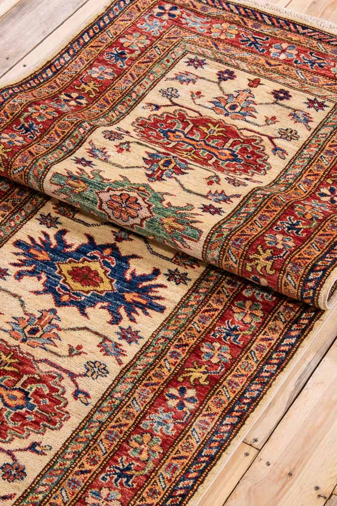 11036 Fine Afghan Kazak Runner Rug 84x397cm (2.9 x 13ft)