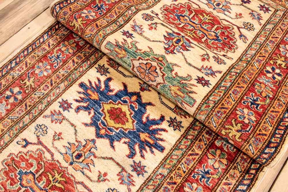 11036 Fine Afghan Kazak Runner Rug 84x397cm (2.9 x 13ft)