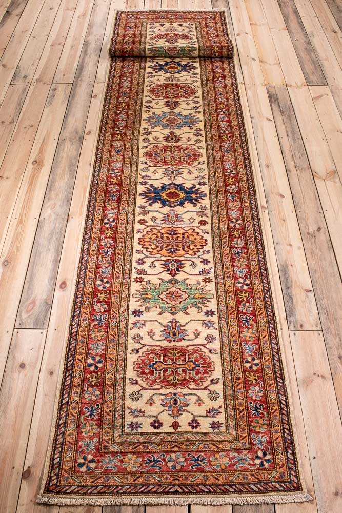11036 Fine Afghan Kazak Runner Rug 84x397cm (2.9 x 13ft)