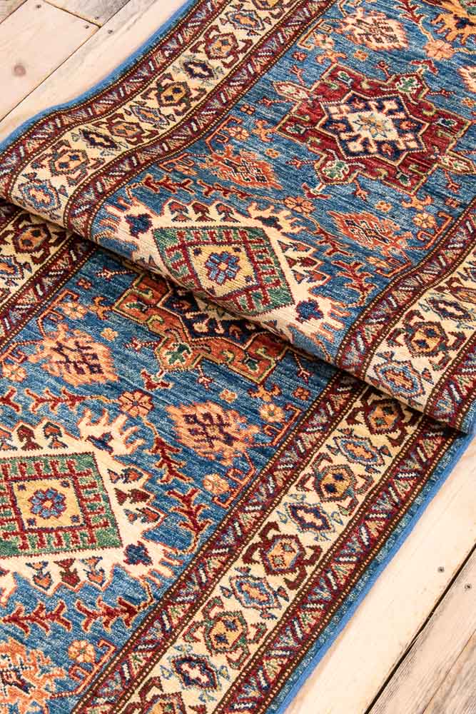 11040 Fine Afghan Kazak Runner Rug 78x304cm (2.6 x 9.11ft)