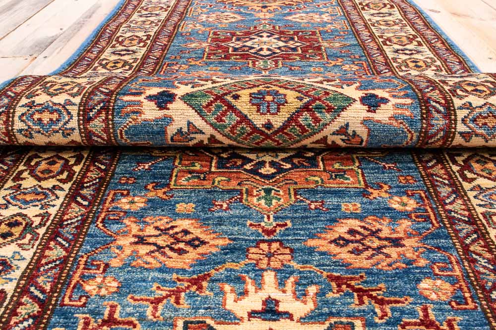 11040 Fine Afghan Kazak Runner Rug 78x304cm (2.6 x 9.11ft)