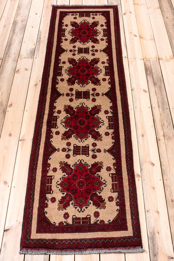 11045 Fine Afghan Khal Mohammedi Runner Rug 66x240cm (2.2 x 7.10ft)