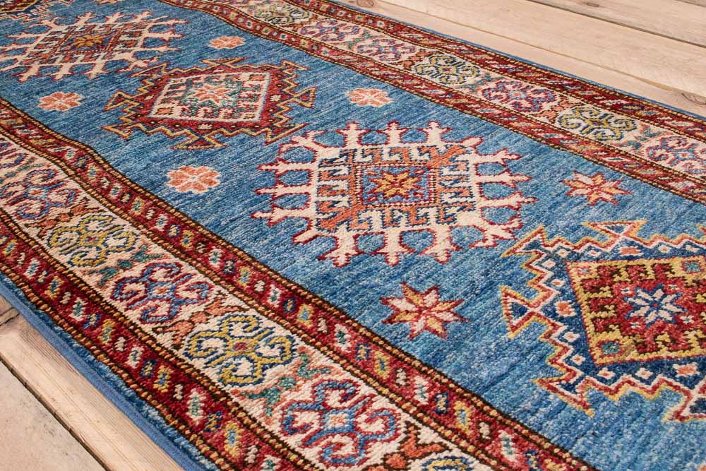 11051 Fine Afghan Kazak Runner Rug 59x192cm (1.11 x 6.3ft)