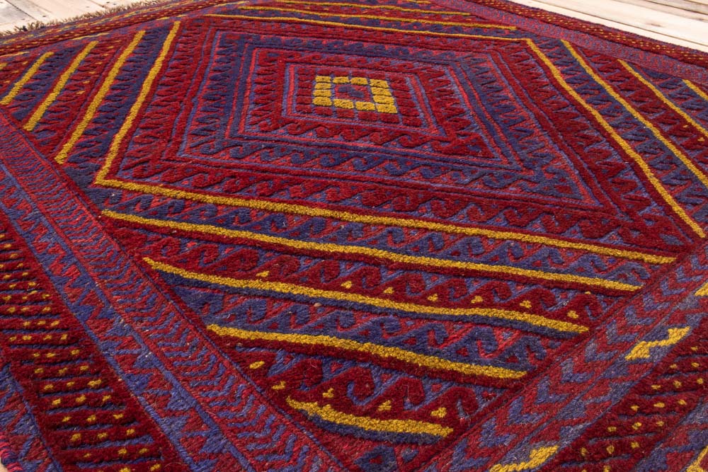 11063 Afghan Moshwani Mixed Weave Rug 107x124cm (3.6 x 4.1ft)