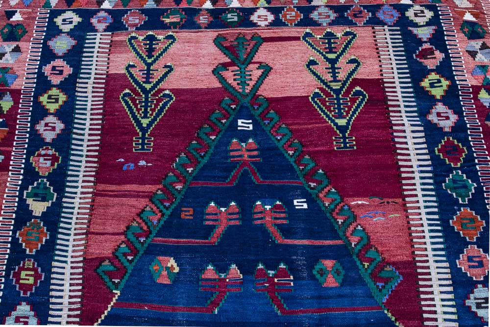 11138 Vintage Konya Obruk Turkish Kilim Rug 149x215cm (4.10 x 7.0ft)