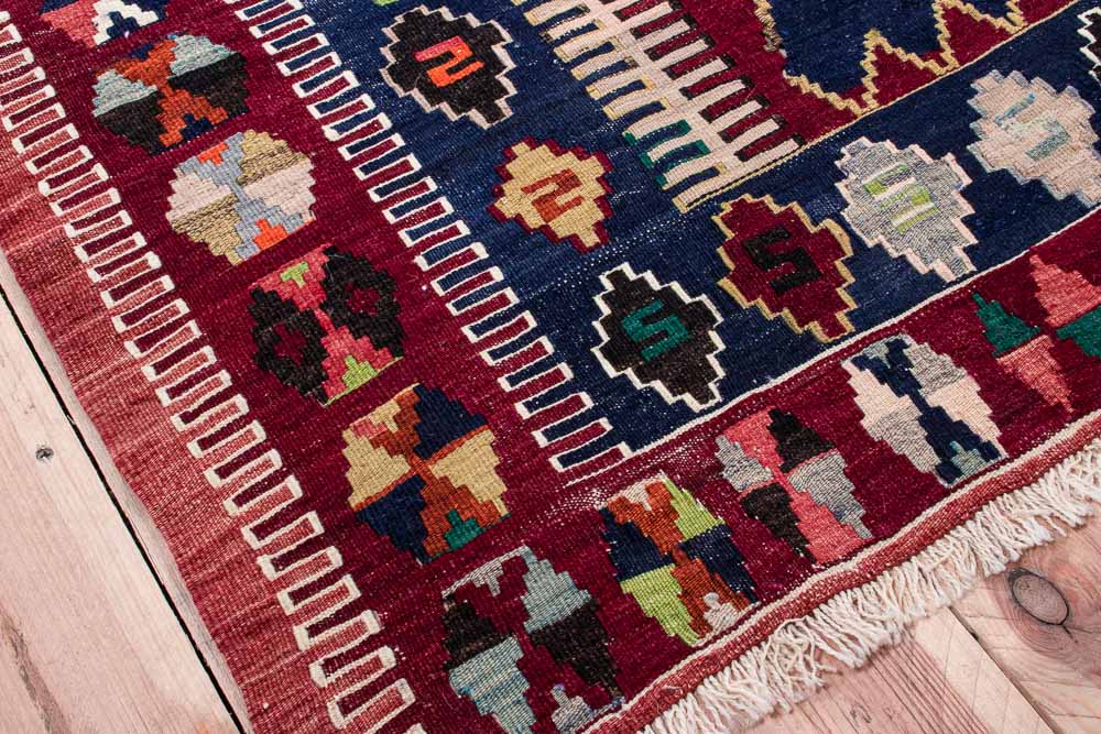 11138 Vintage Konya Obruk Turkish Kilim Rug 149x215cm (4.10 x 7.0ft)