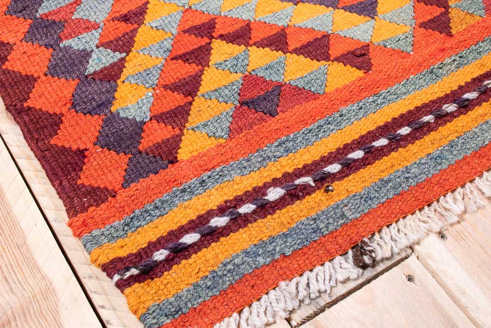 11166 Vintage Kurdish Herki Kilim Runner Rug 78x306cm (2.6 x 10.0ft)