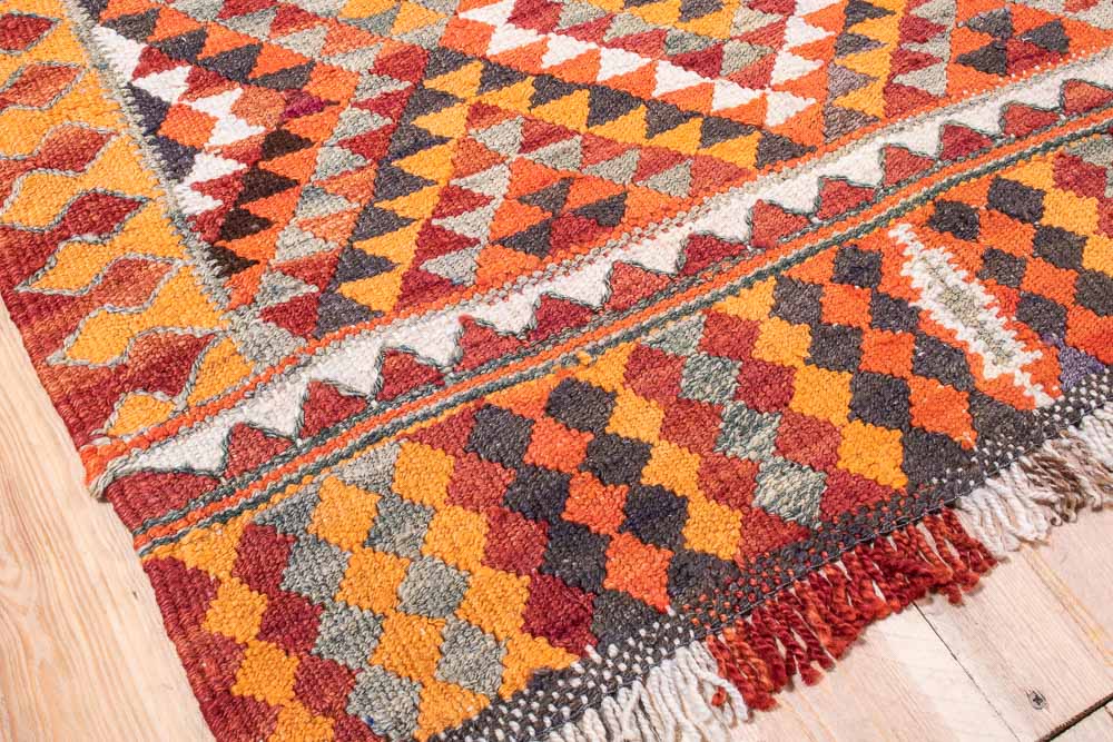 11167 Vintage Kurdish Herki Kilim Runner Rug 86x320cm (2.10 x 10.6ft)