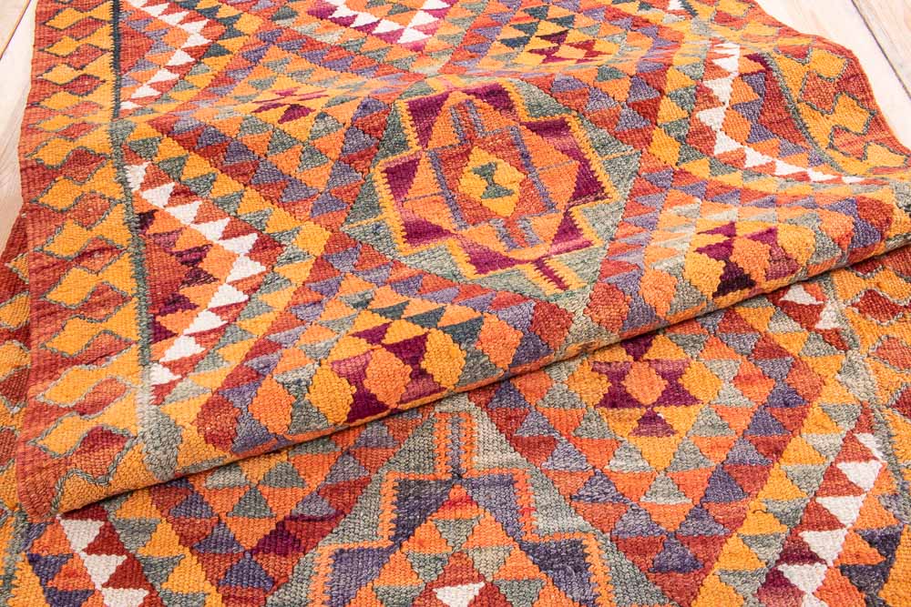 11167 Vintage Kurdish Herki Kilim Runner Rug 86x320cm (2.10 x 10.6ft)