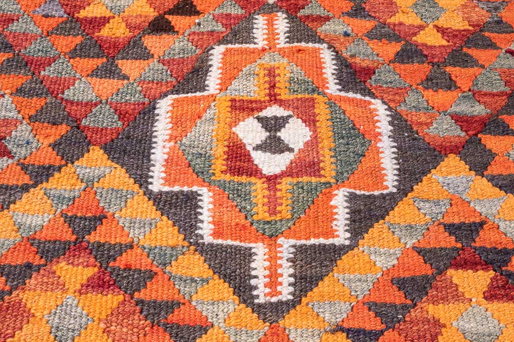 11167 Vintage Kurdish Herki Kilim Runner Rug 86x320cm (2.10 x 10.6ft)