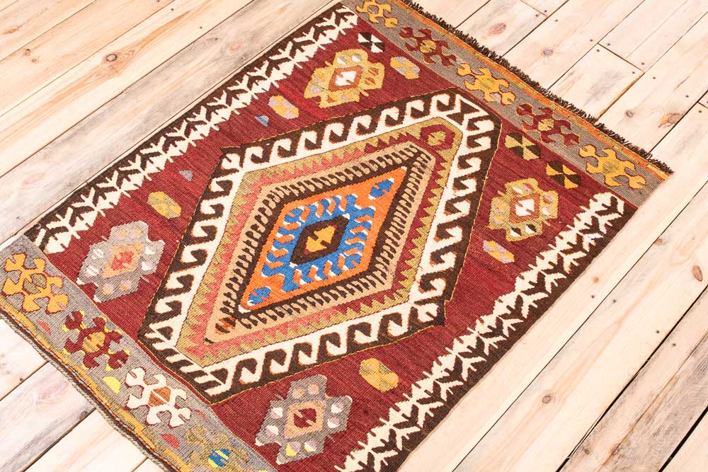 11171 Vintage Turkish Mut Kilim Rug 84x116cm (2.9 x 3.10ft)