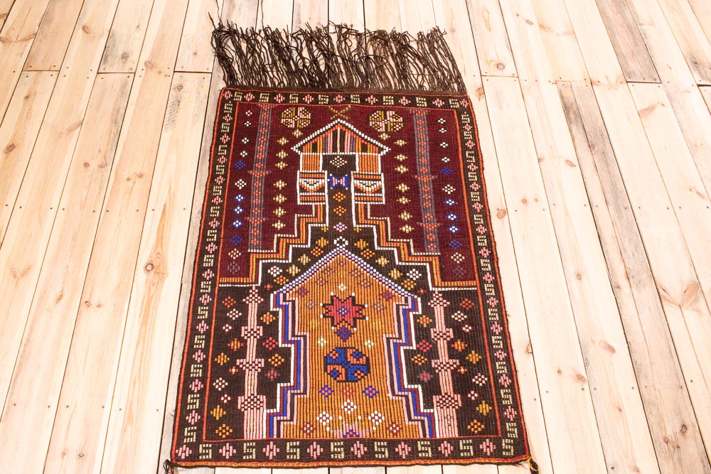 11173 Vintage Turkish Mut Zilli Kilim Rug 84x125cm (2.9 x 4.1ft)