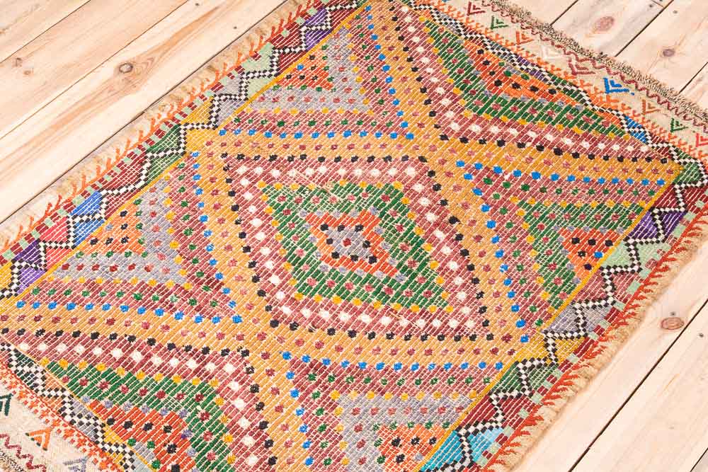 11175 Vintage Turkish Usak Kilim Rug 85x121cm (2.9 x 3.11ft)