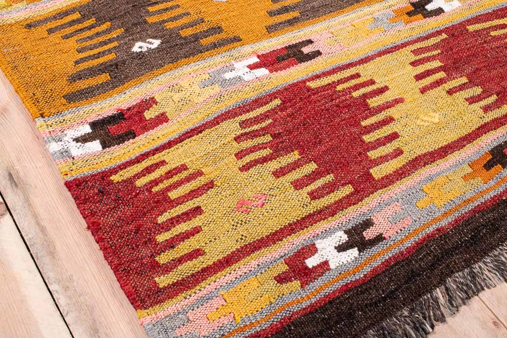 11203 Turkish Vintage Sivas Kilim Runner Rug 83x435cm (2.8 x 14.3ft)