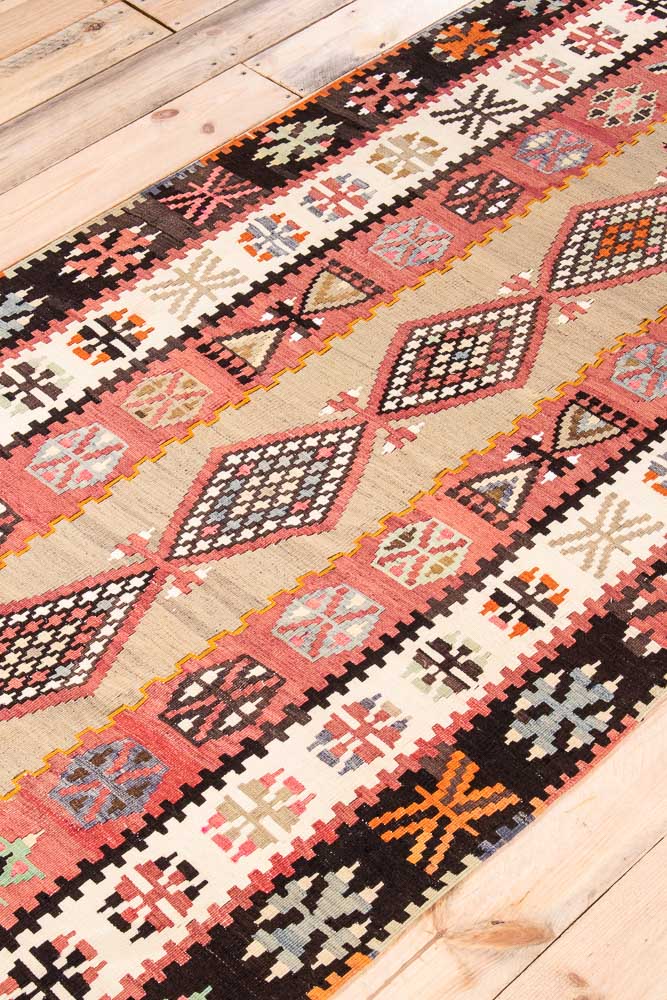 11204 Turkish Vintage Corum Kilim Runner Rug 109x430cm (3.7 x 14.1ft)