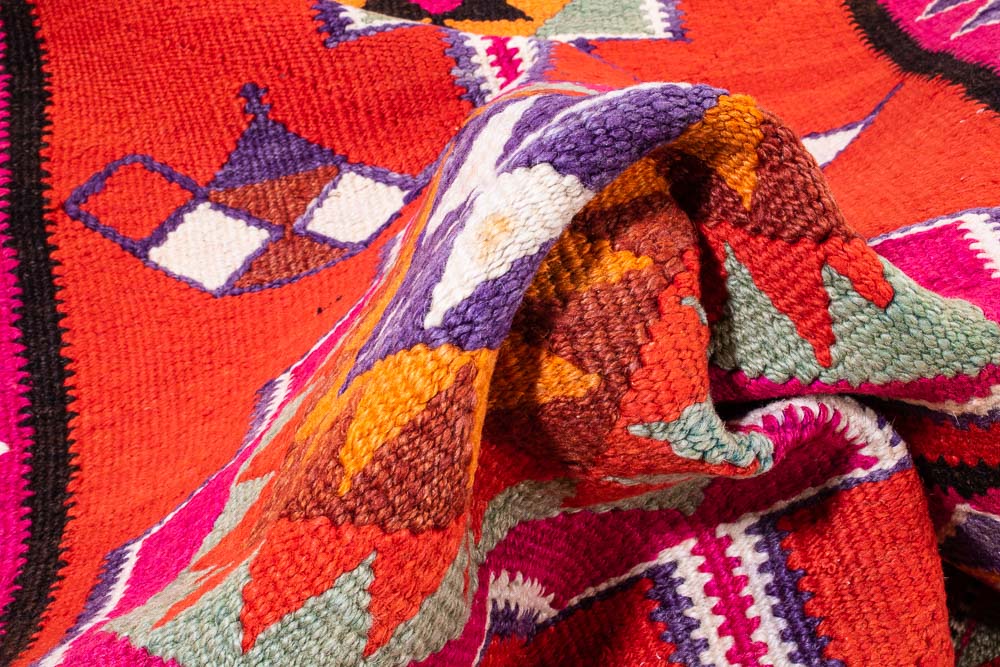 11208 Vintage Kurdish Herki Kilim Runner Rug 87x295cm (2.10 x 9.8ft)