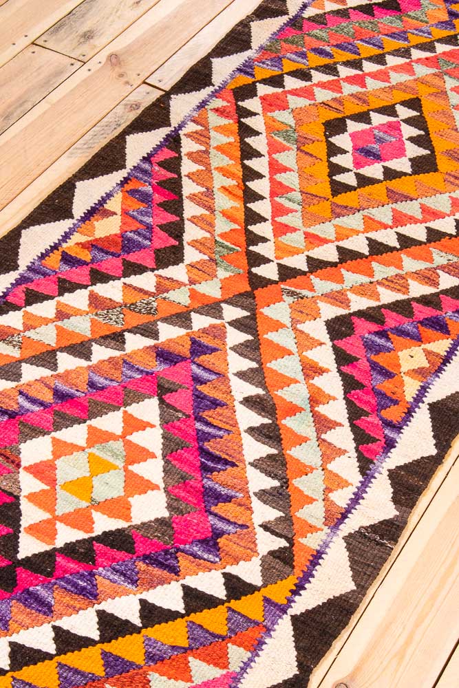 11210 Vintage Kurdish Herki Kilim Runner Rug 87x278cm (2.10 x 9.1ft)