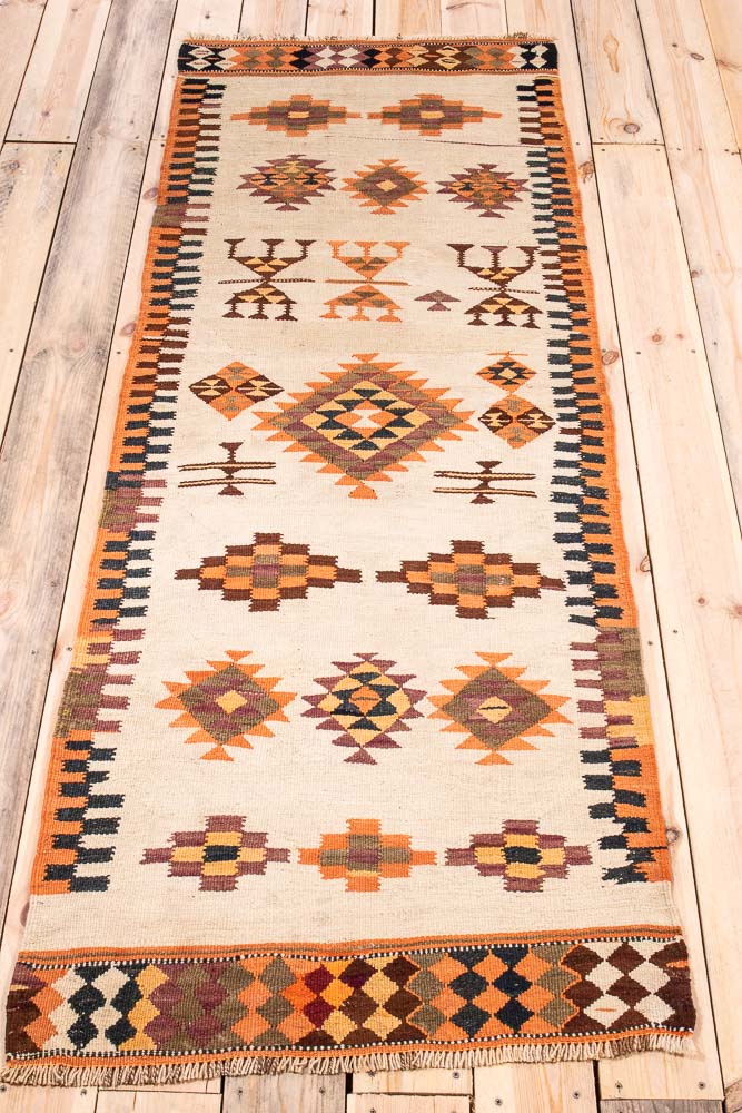 11217 Vintage Kurdish Herki Kilim Runner Rug 75x213cm (2.5 x 6.11ft)