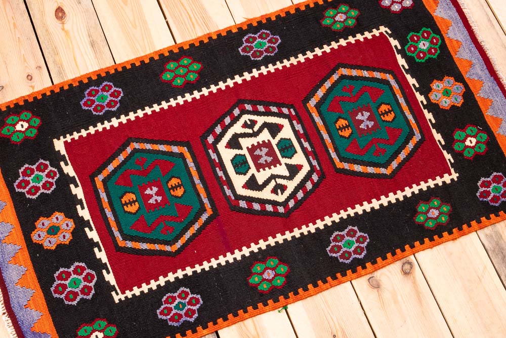 11221 Turkish Vintage Cal Kilim Rug 58x107cm (1.11 x 3.6ft)