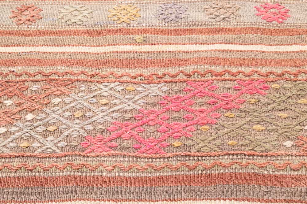 11228 Vintage Turkish Canakkale Kilim Rug 137x155cm (4.6 x 5.1ft)