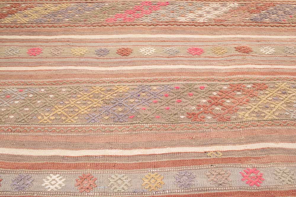 11228 Vintage Turkish Canakkale Kilim Rug 137x155cm (4.6 x 5.1ft)