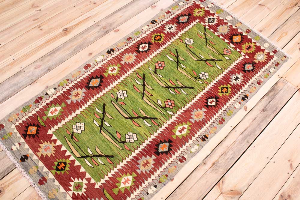 11248 Vintage Turkish Esme Kilim Rug 90x175cm (2.11 x 5.8ft)