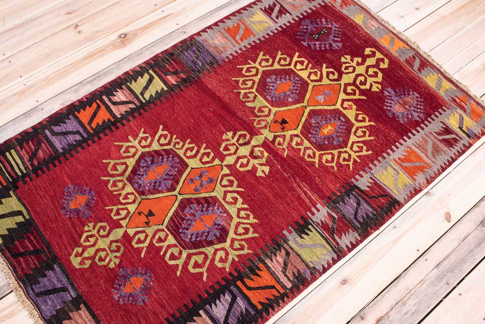 11251 Vintage Turkish Emir Dag Kilim Rug 98x164cm (3.2 x 5.4ft)