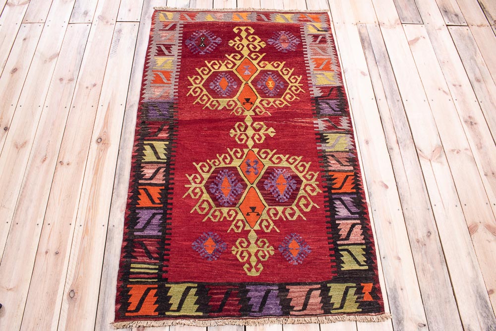 11251 Vintage Turkish Emir Dag Kilim Rug 98x164cm (3.2 x 5.4ft)