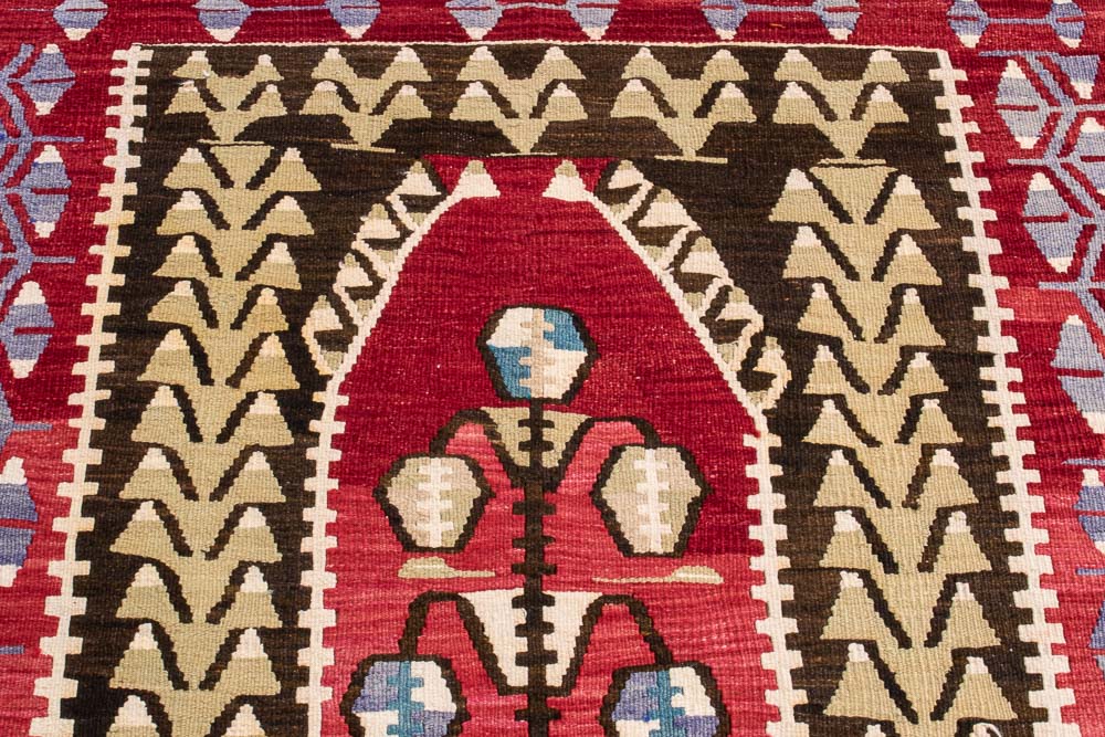 11252 Vintage Turkish Esme Prayer Kilim Rug 106x189cm (3.5 x 6.2ft)